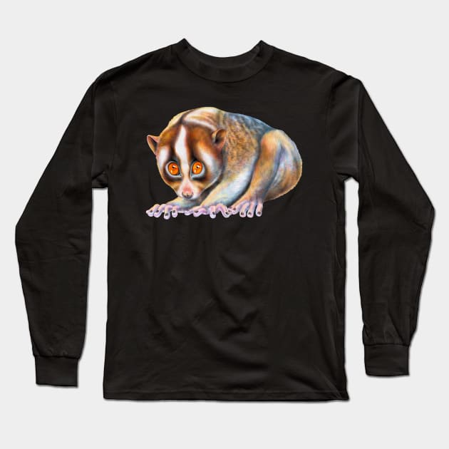 Slow Loris Long Sleeve T-Shirt by Tim Jeffs Art